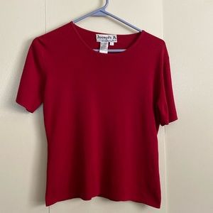 JOSEPH A~Solid Red Knit Short Knit shirt -Large